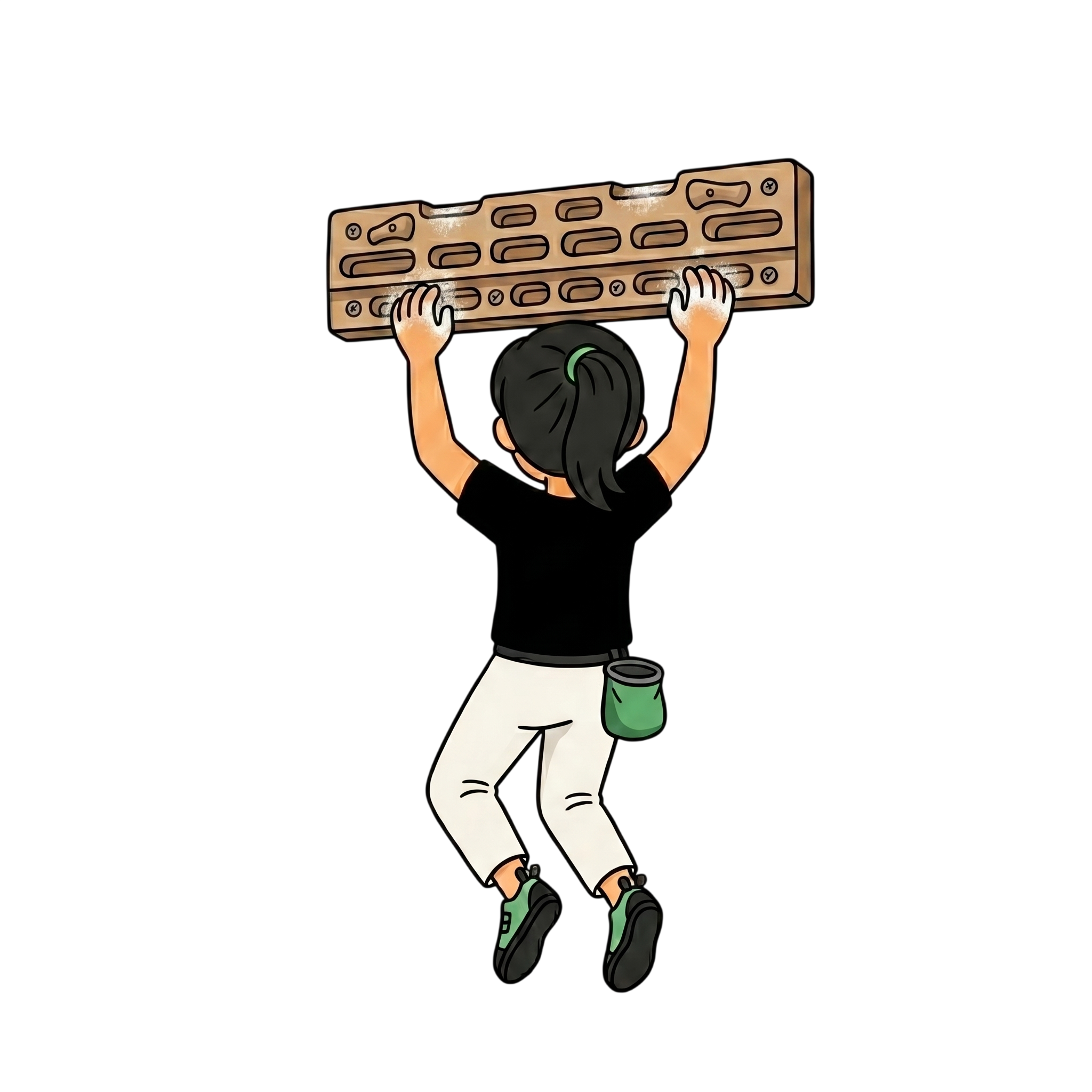 Climber training on a hangboard
